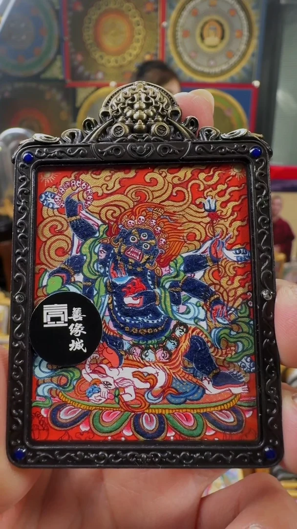 吊坠壹善缘城手绘唐卡大黑天