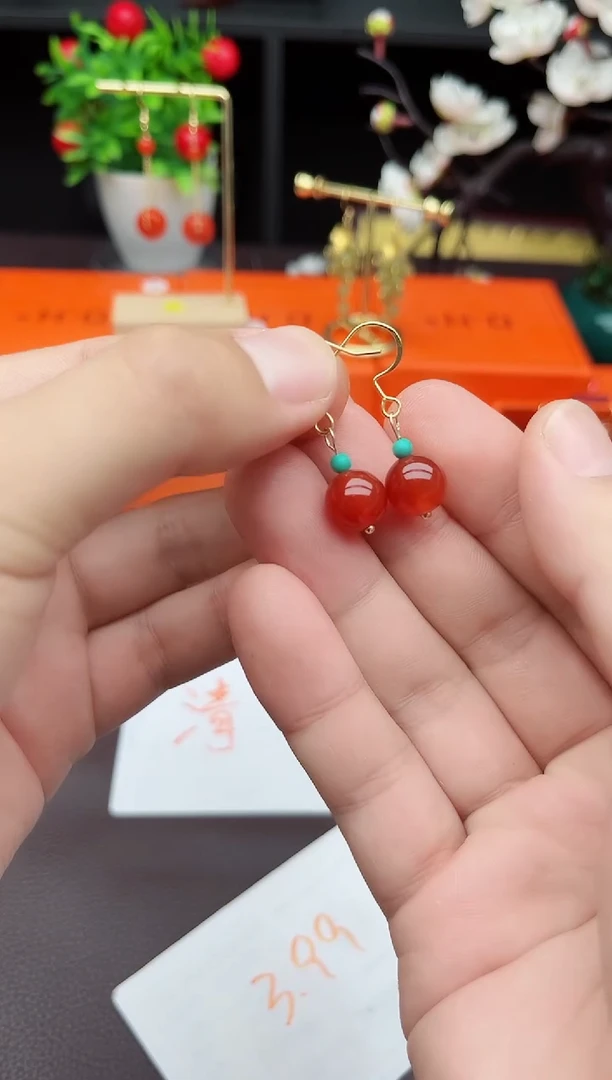 玛瑙/玉髓耳饰银S925镶嵌424000