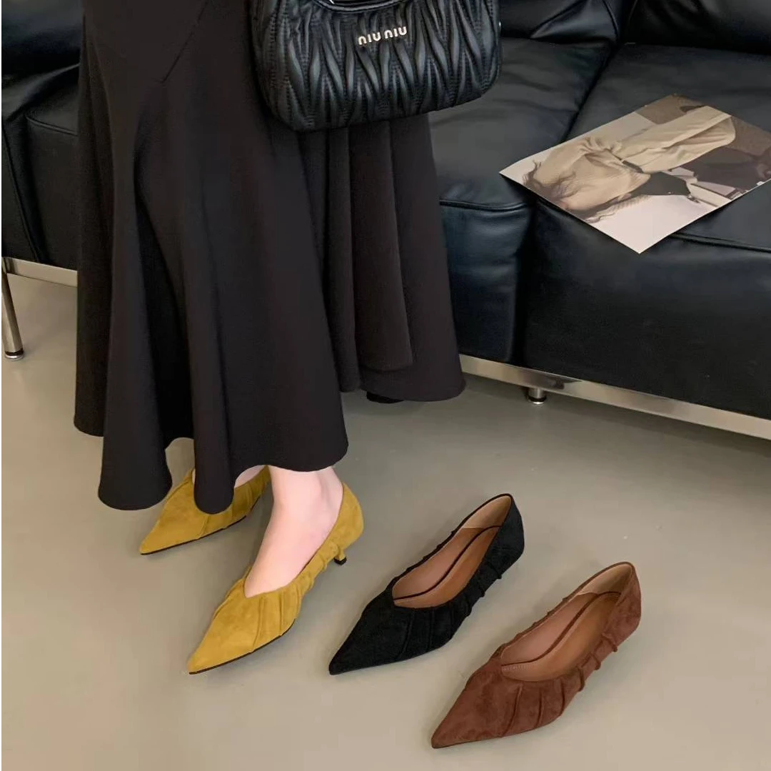 法式小香风高跟鞋尖头单鞋女2025春秋新款细跟气质女鞋低跟工作鞋