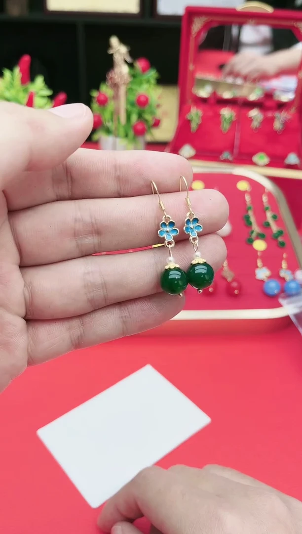 【闪购商品】玛瑙/玉髓耳钉银S925镀金镶嵌527000