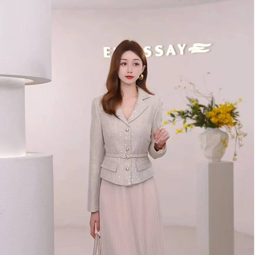 ELLASSAY歌力思26早春新款气质优雅小香风连衣裙女EWB371Y06000