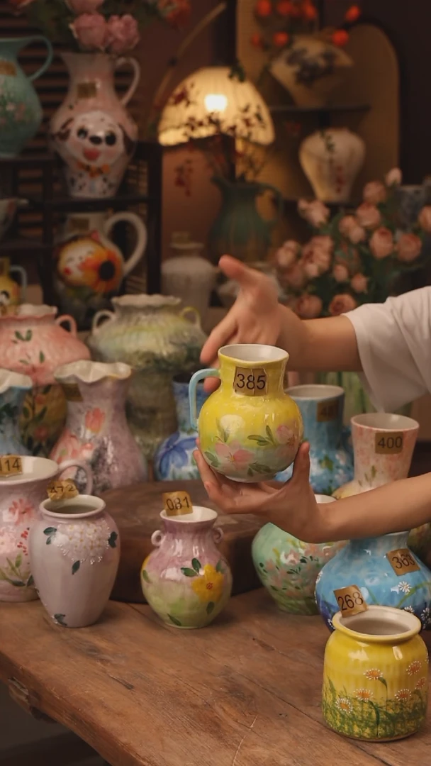 陶瓷385景德镇设计师手作花器摆件侘寂风