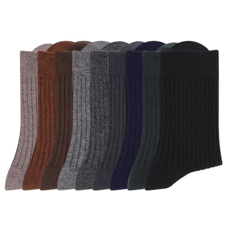 羊毛袜子男款秋冬款防臭中筒袜双针保暖长筒男士无骨商务长袜