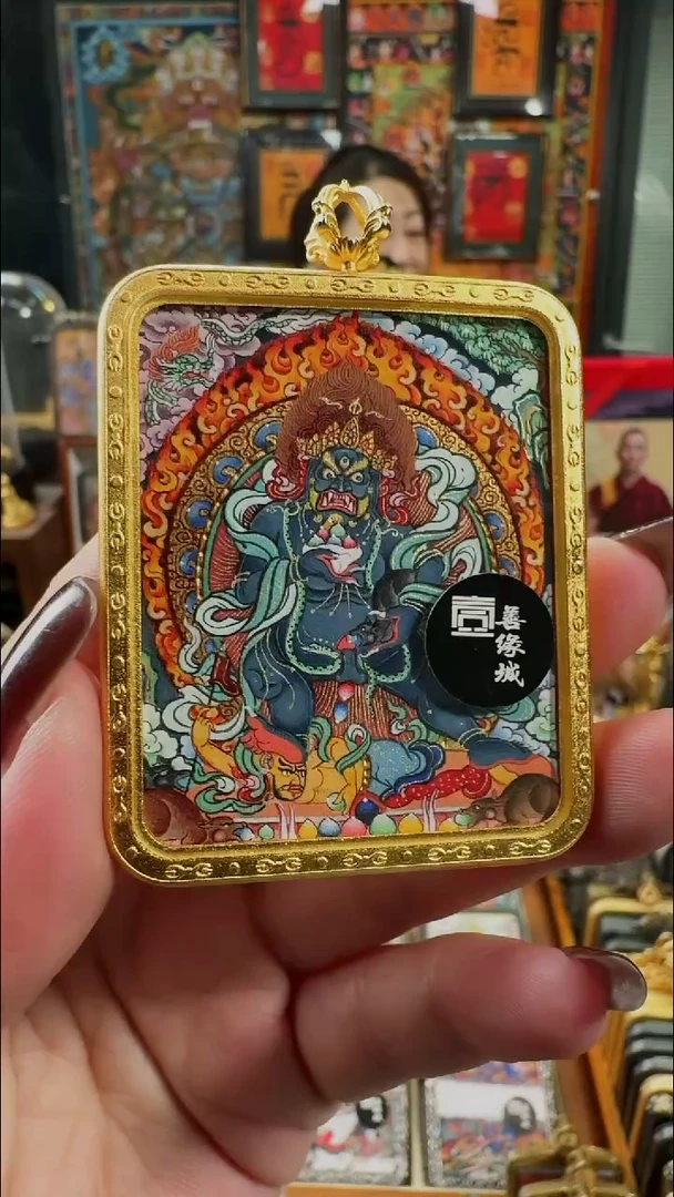 吊坠 壹善缘城手绘唐卡黑C