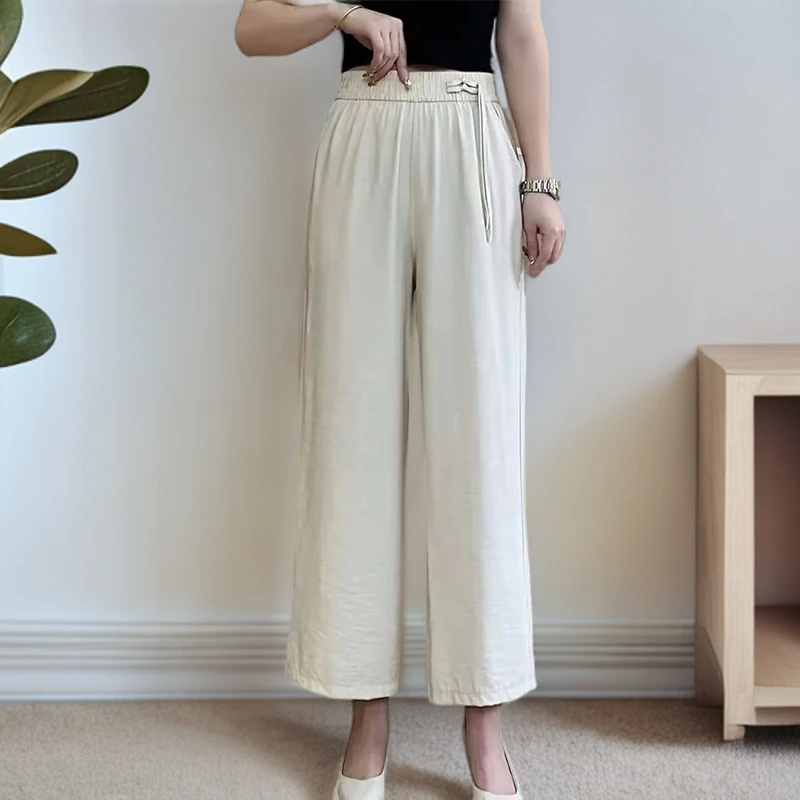2025夏天女士新款裤子夏季时尚百搭气质衣服垂感高腰阔腿裤直筒裤