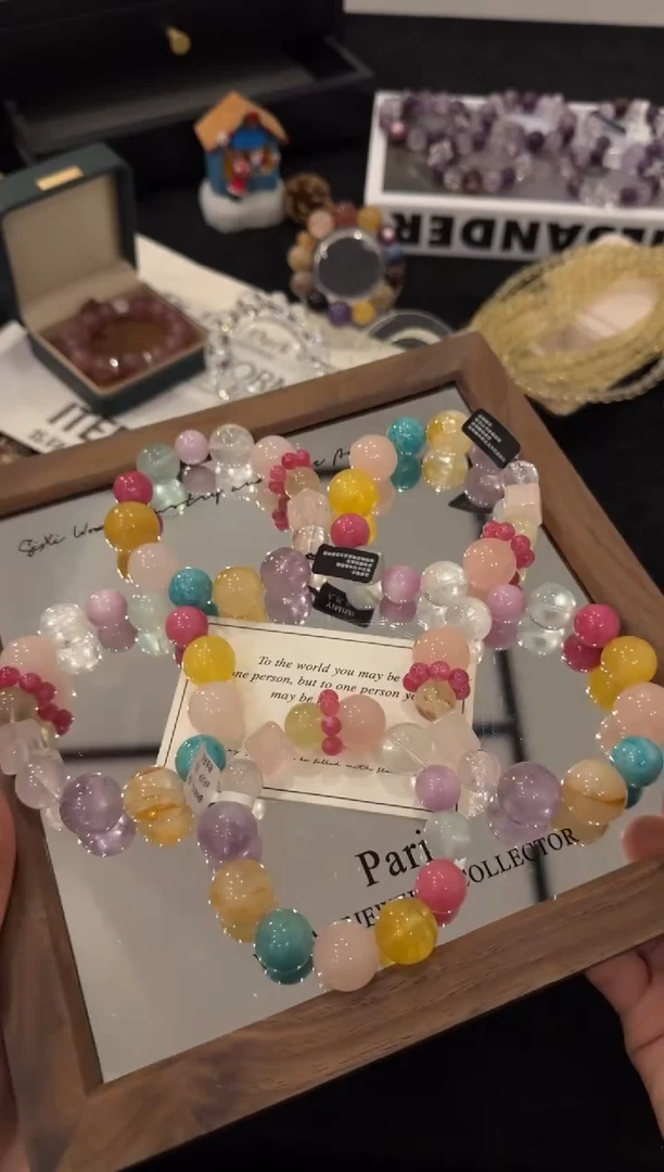 未镶嵌手链水晶彩虹多巴胺x3169