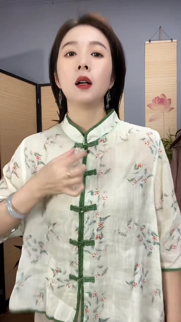 复古国风苎麻印花衬衫