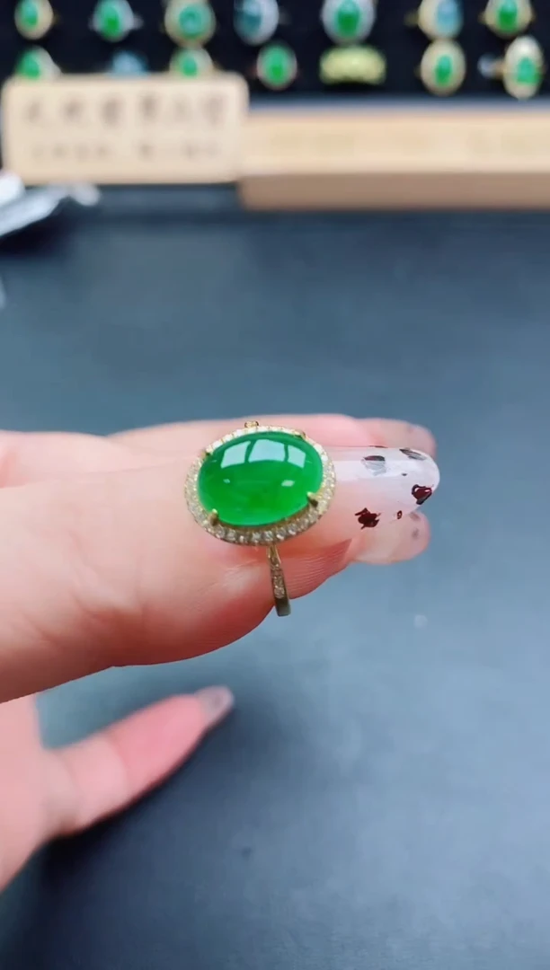 银S925镶嵌戒指翡翠1