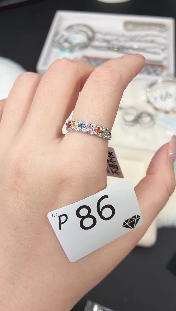 戒指蓝宝石银S925镶嵌多样性发一P86