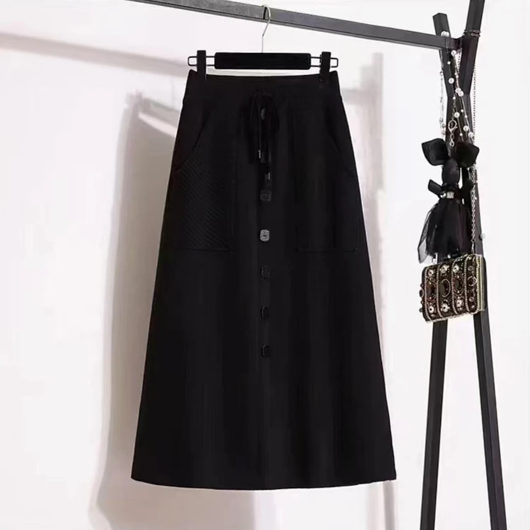 时尚新款冬季洋气密度竖扣针织裙