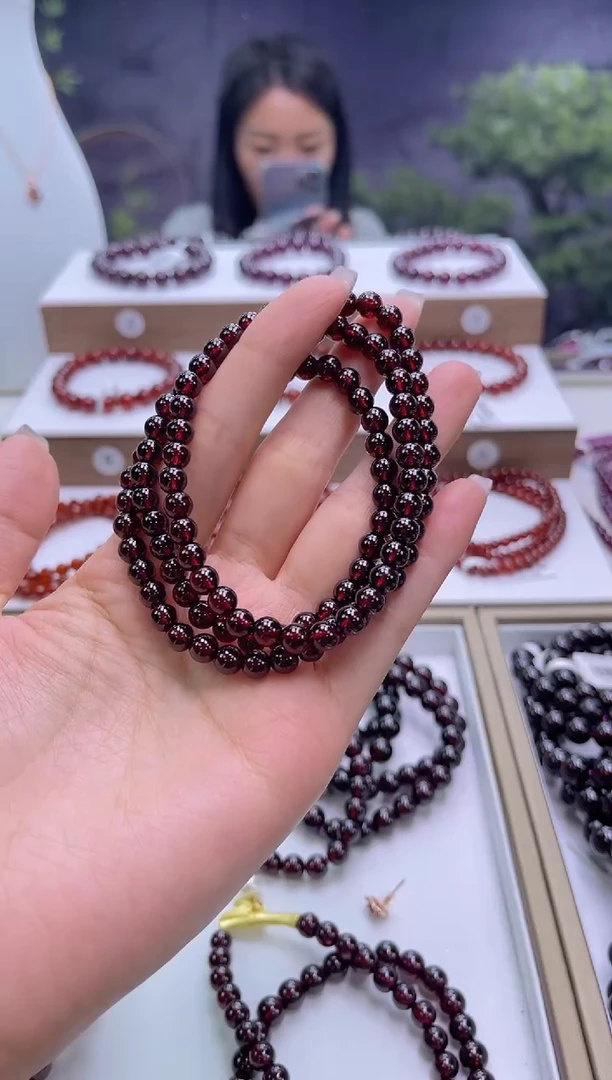 【闪购商品】石榴石手链未镶嵌石榴石多圈6mm+多样式发一