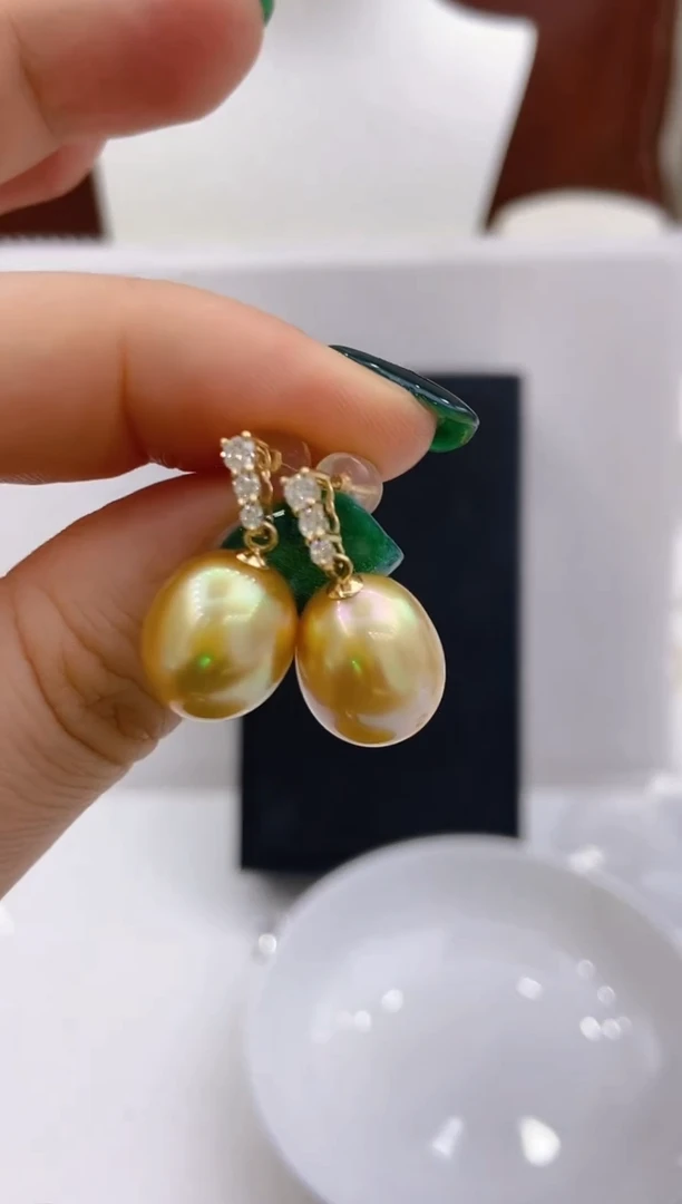 18K金镶嵌海水珍珠耳饰116 11-12mm