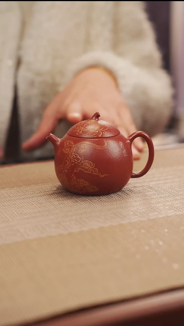 原矿朱泥大红袍小安然紫砂壶25
