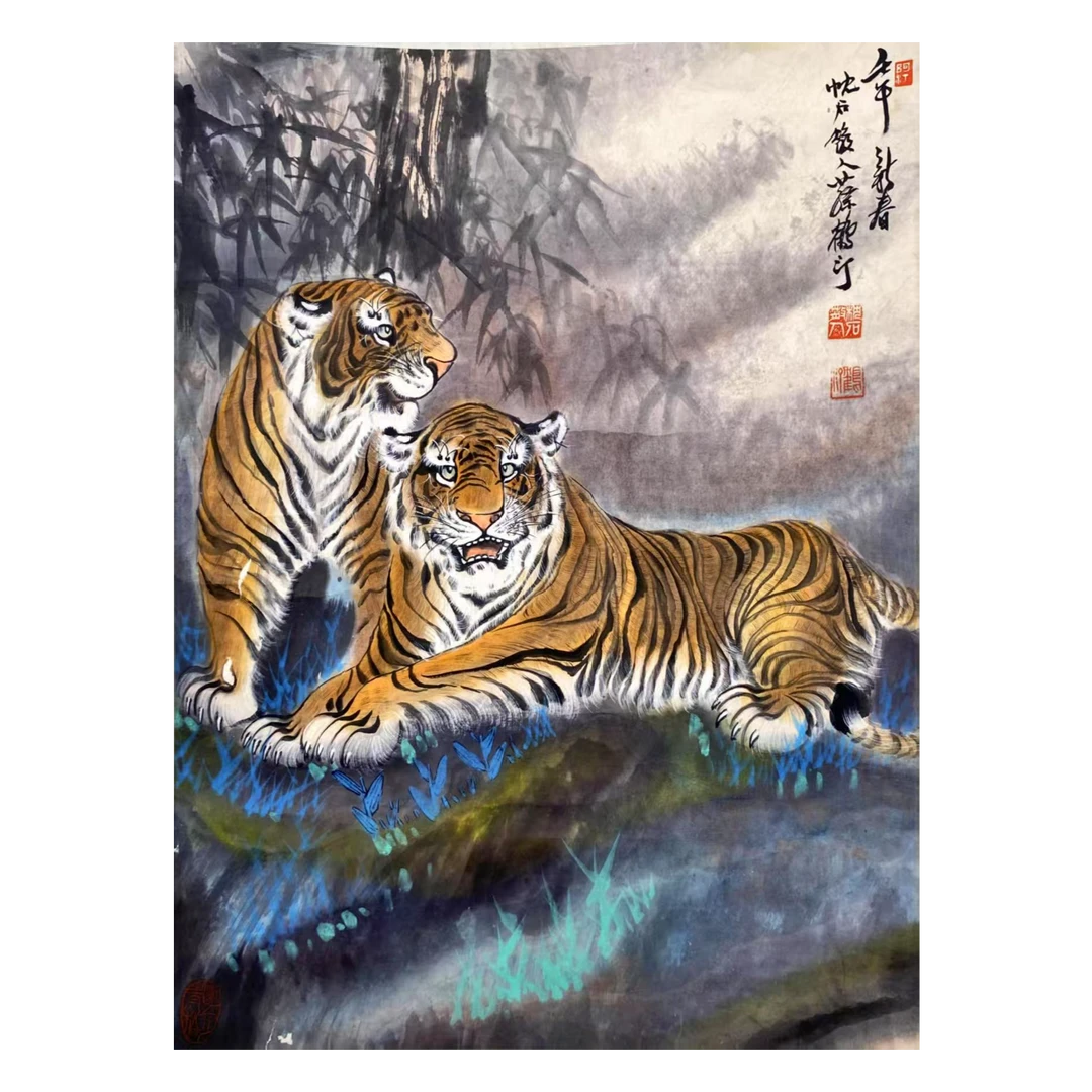 蔡鹤汀 双虎图【手绘美术品淘金专场】