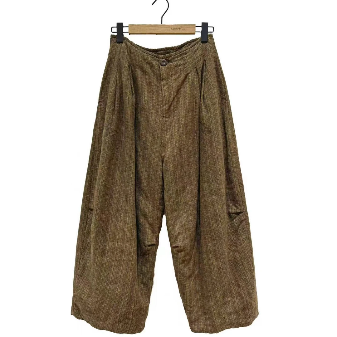 涟香家左岸迷香长裤3004棉麻棉裤直筒高腰百搭休闲宽松复古