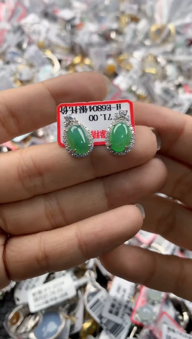 银S925镶嵌戒指翡翠181818----10