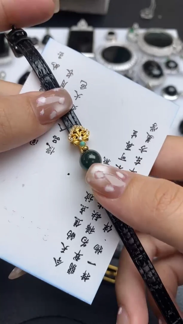 银S925镶嵌定制翡翠翡翠饰品~