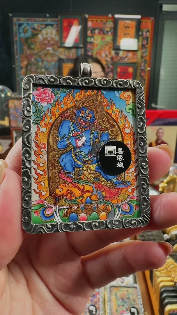 吊坠 壹善缘城手绘唐卡黑C