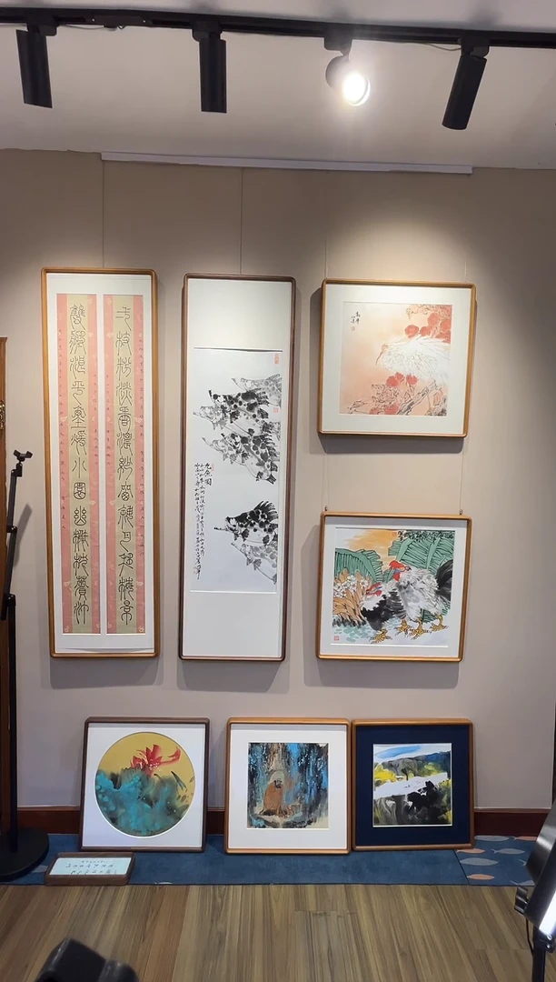 国画，*桂鱼图150*42 进口北美黑胡桃圆角