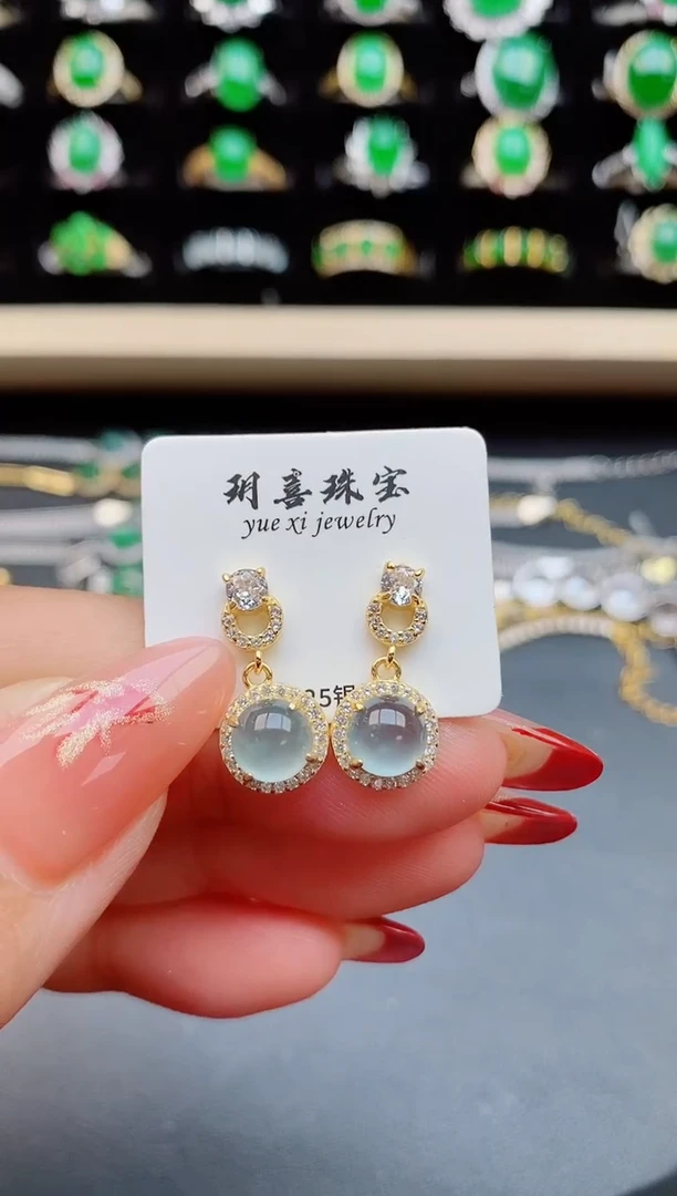 【闪购商品】翡翠耳饰银S925镶嵌321321