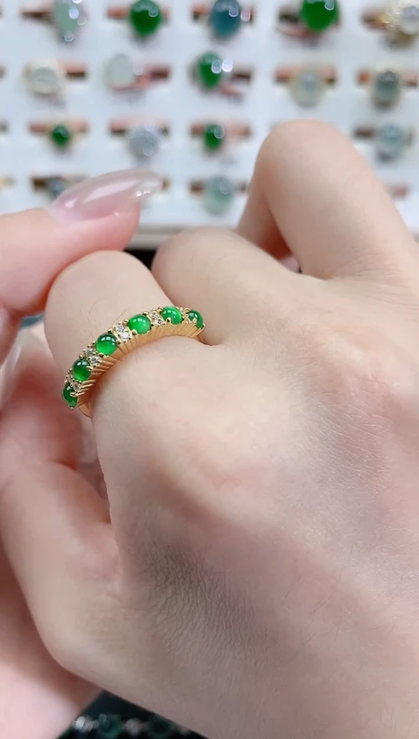 银S925镶嵌戒指翡翠天然翡翠