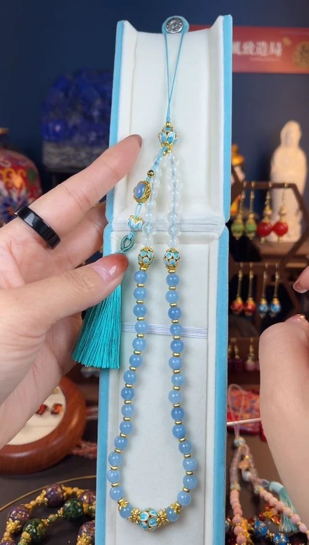 【闪购商品】海蓝宝石车挂未镶嵌海蓝宝手机链