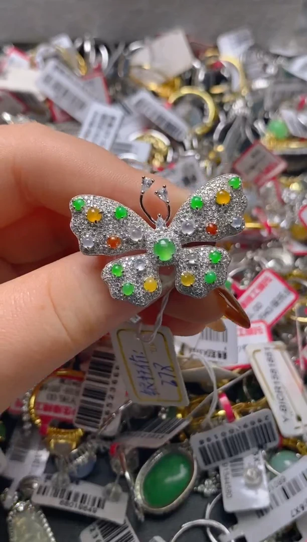 银S925镶嵌戒指翡翠百内无证书