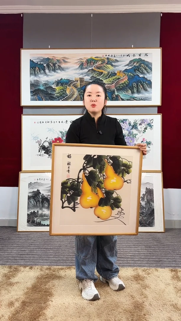 国画手绘葫芦62*62尺寸
