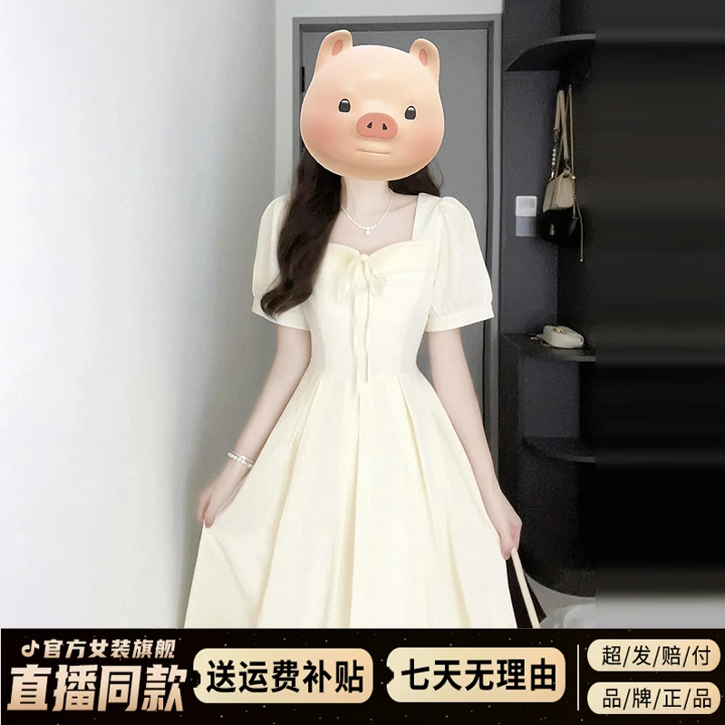 温柔白月光连衣裙子2025新款夏季女长裙独特漂亮掐腰裙初恋小白裙