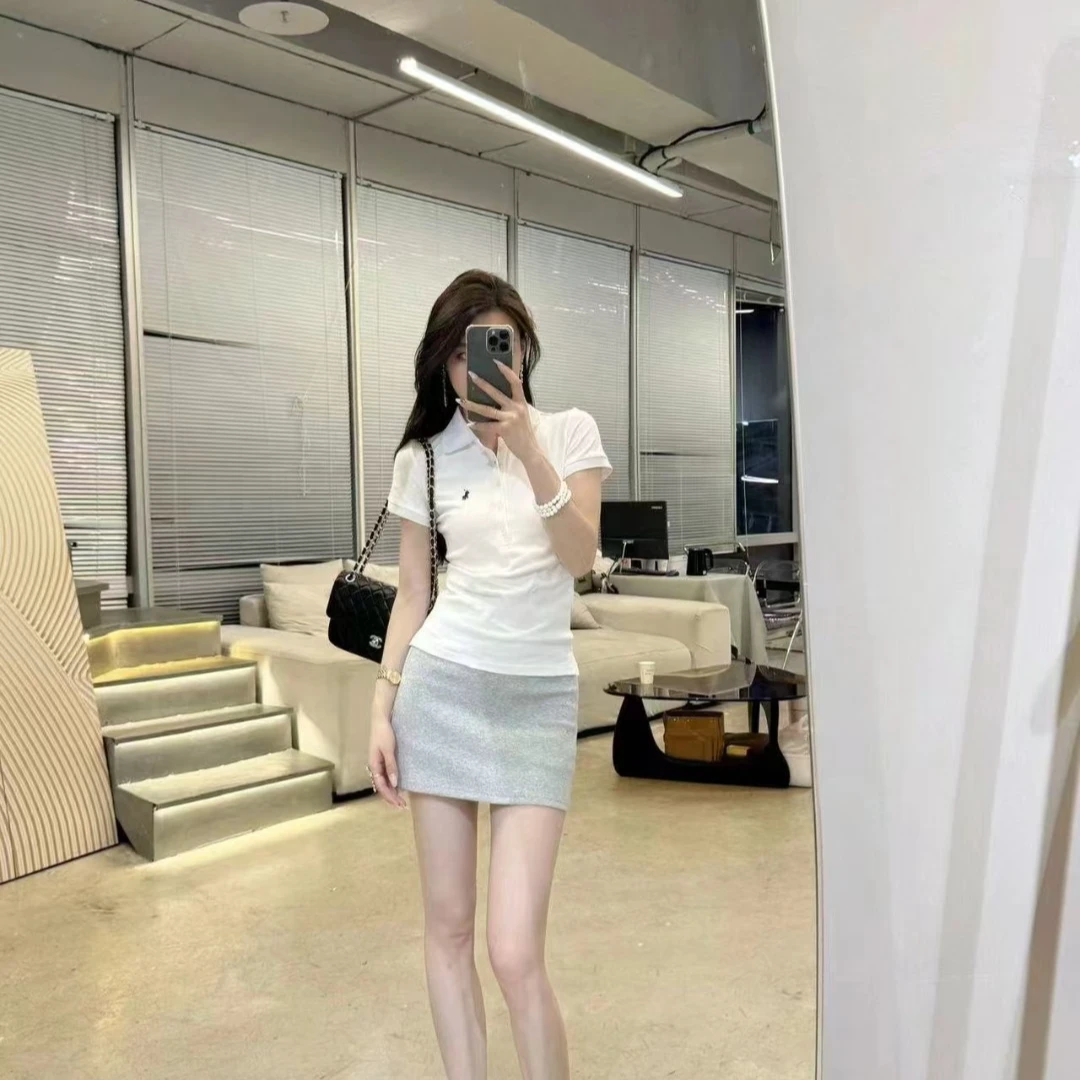 YUCHUAN*【B01】夏季小马刺绣修身珠地棉五扣子polo休闲百搭短袖