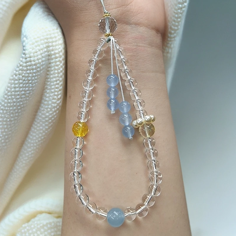 天然白水晶手机挂