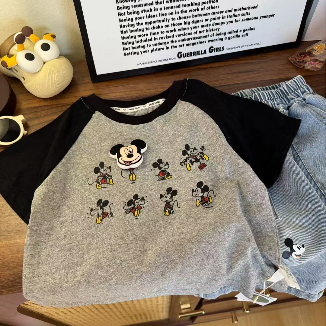 YM【JMJQ 25082】夏季新款韩版中小童插肩袖立体玩偶短袖圆领