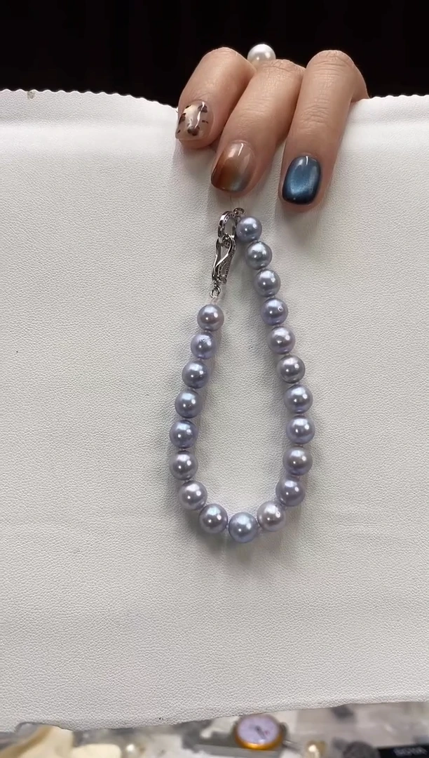 未镶嵌手链海水珍珠7.5-8真多麻手链