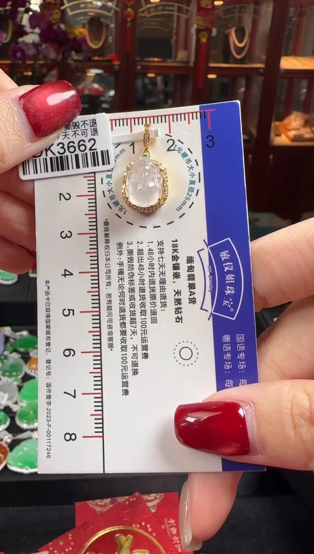 【闪购商品】翡翠颈饰18K金镶嵌DK3662冰貔貅（活动扣头)