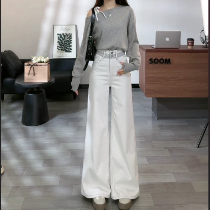 SOOM【月光灰】小个子春季复古显瘦高腰宽松微喇百搭牛仔裤#4321