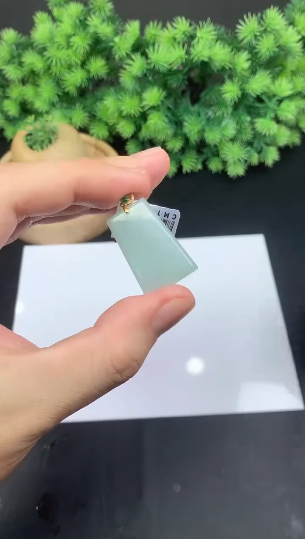 吊坠(不含链)18K金镶嵌翡翠无事牌多样性发其一@@CMT