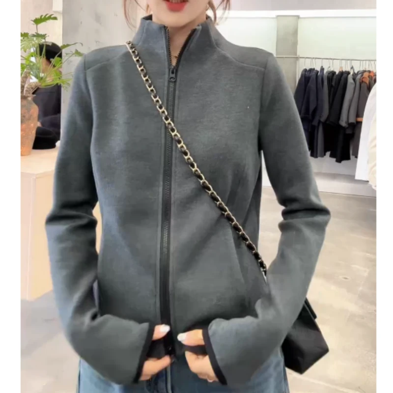 秋冬新款时尚百搭显瘦设计感韩版休闲拉链外套上衣LK2508702