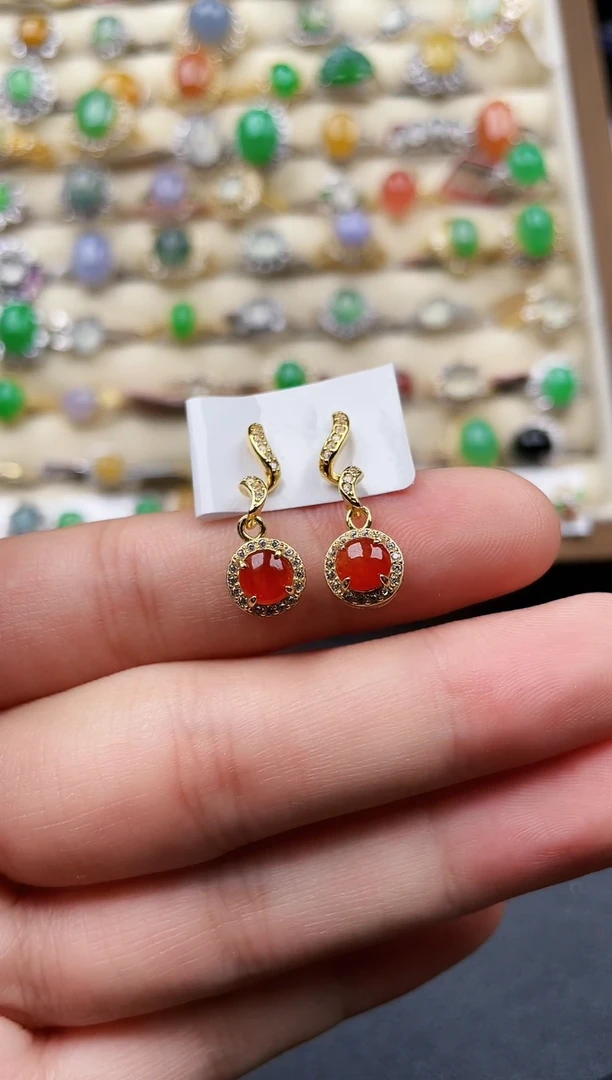 银S925镶嵌翡翠耳饰49