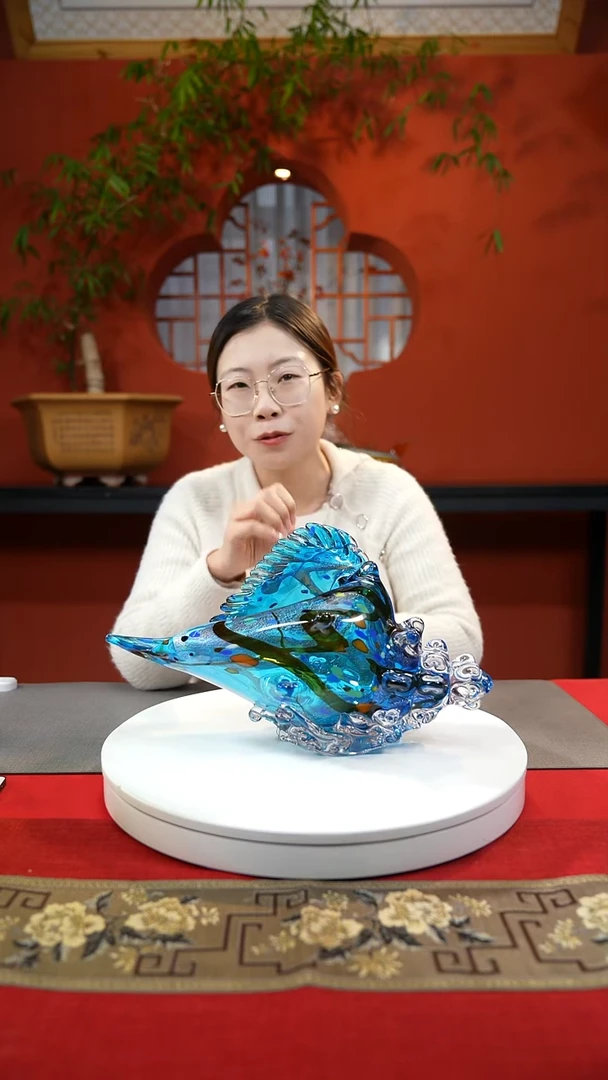 【闪购商品】琉璃手工艺品蓝色海螺