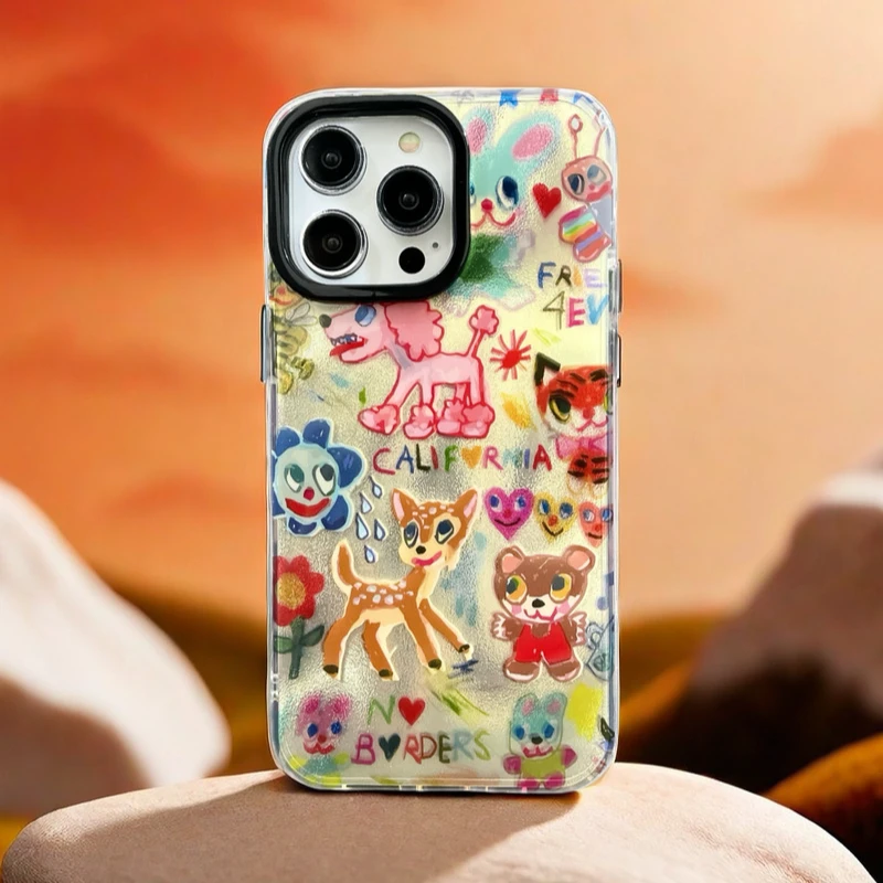 涂鸦动物图案适用苹果iphone15/16/17promax手机壳保护套硬壳华为