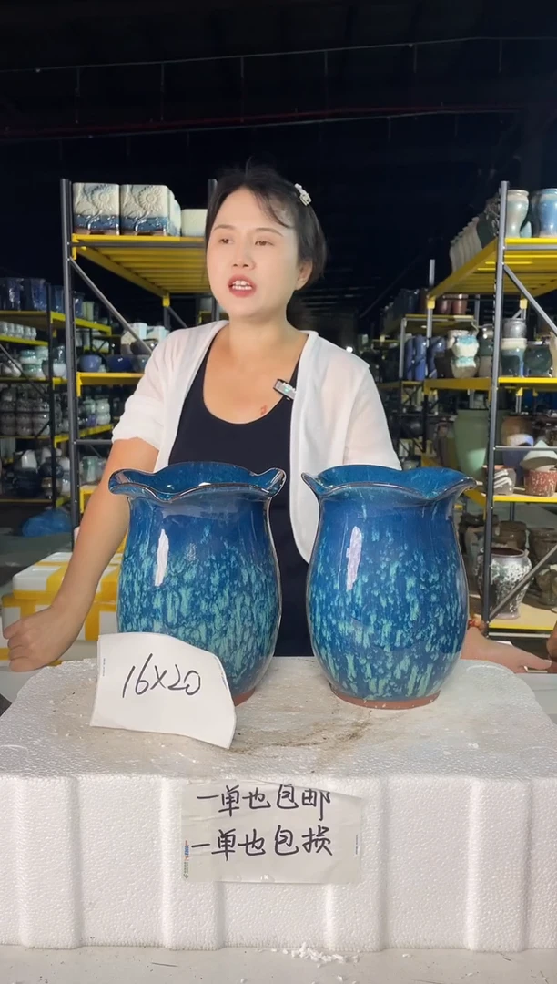 宜兴紫砂粗陶花盆16*20