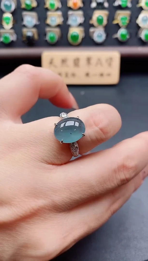 银S925镶嵌戒指翡翠1