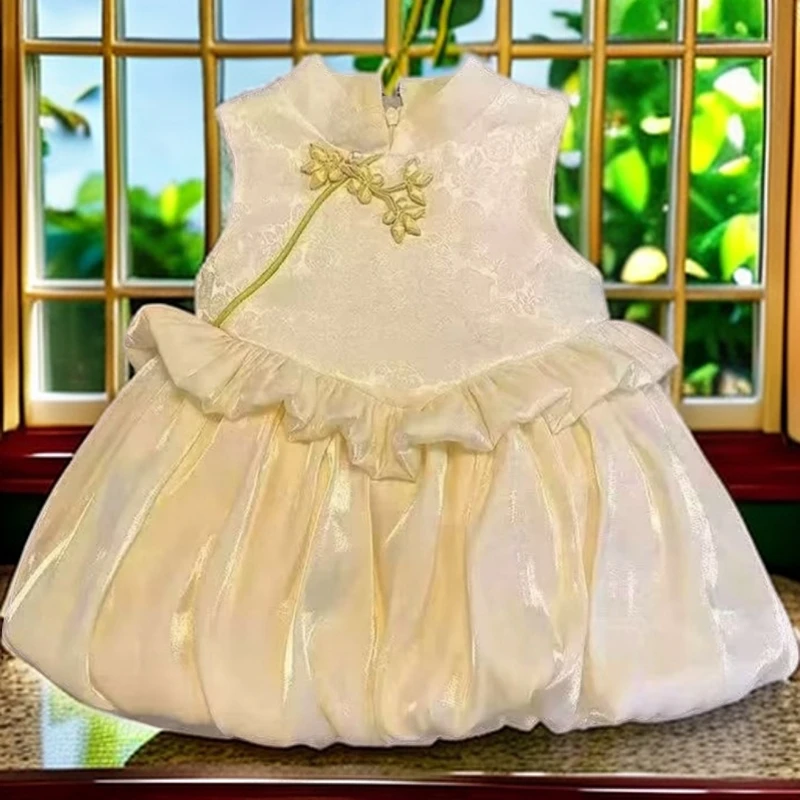 女宝夏季连衣裙高端礼服周岁生日中式国风公主裙女童旗袍包屁裙