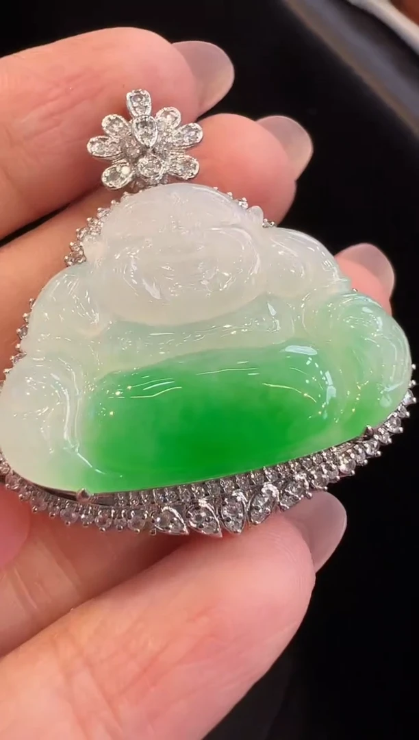 吊坠(不含链)18K金镶嵌翡翠吊坠