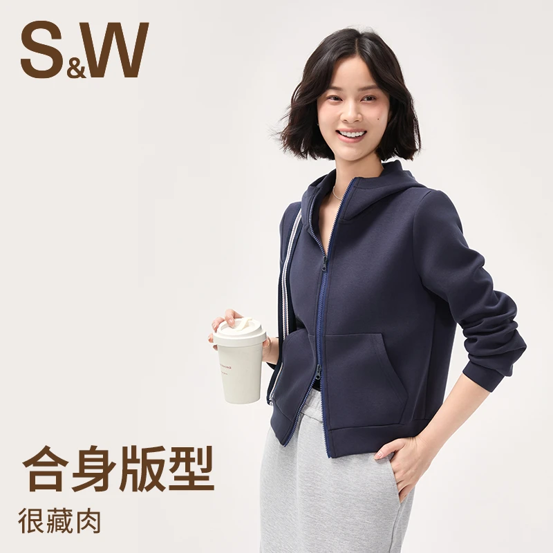 S&W速惟女款连帽穿搭短款女装卫衣款拉链户外时尚女士1484