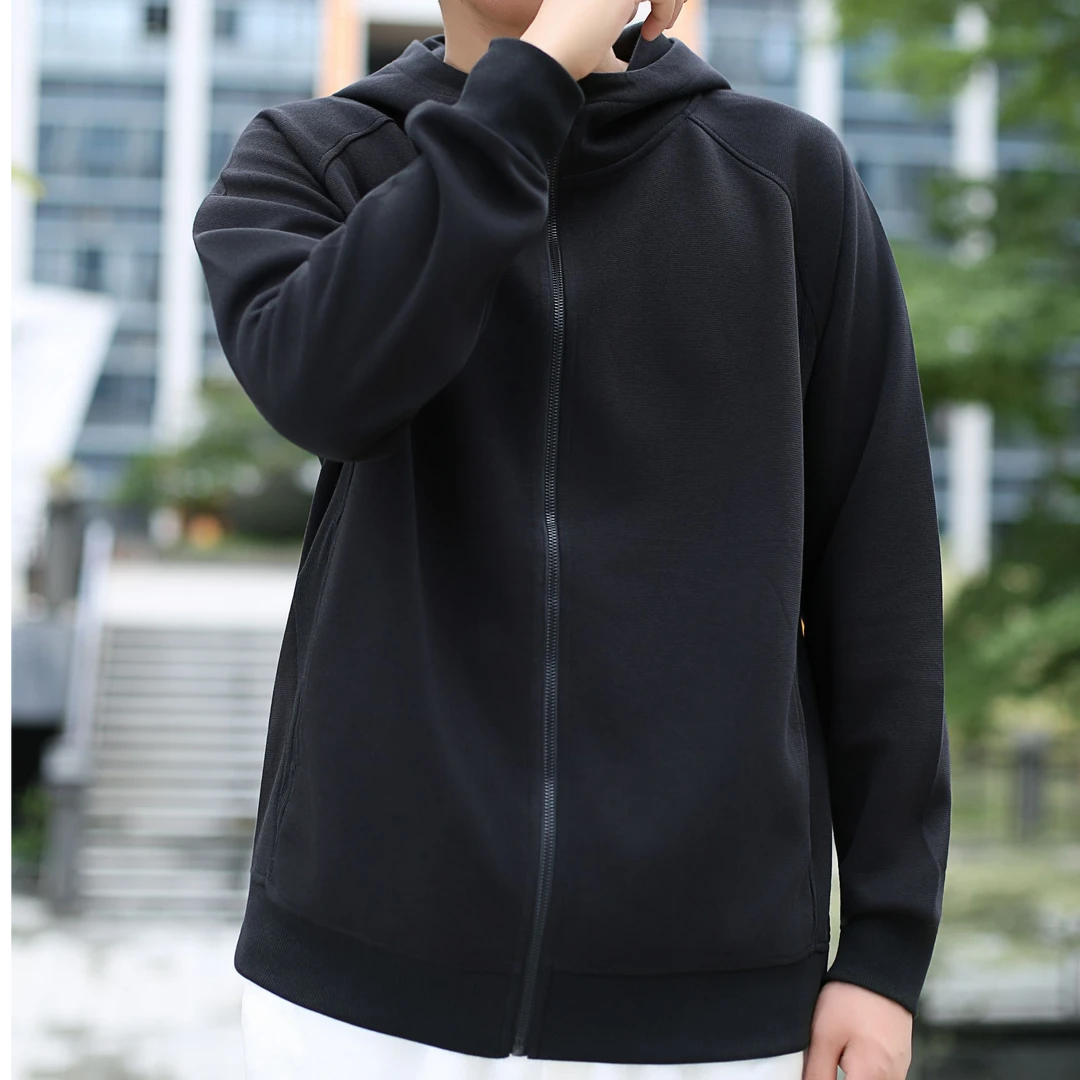 美式爆款百搭连帽不缩水长袖开衫垫肩男士卫衣休闲保暖高智淡人风