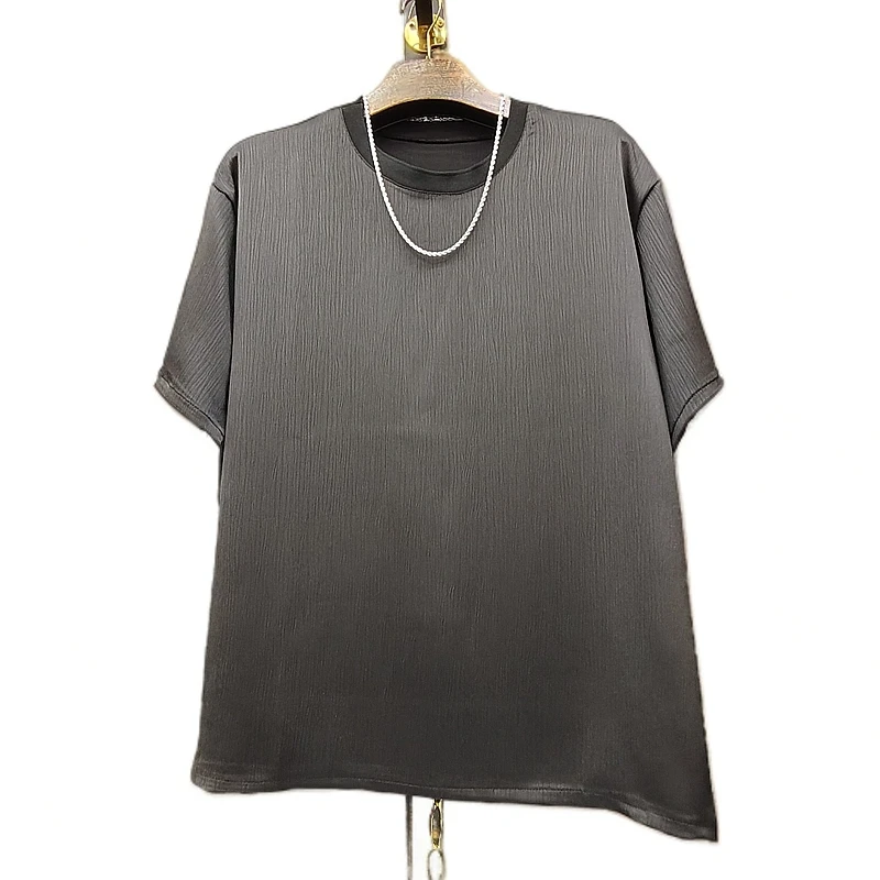 2025夏季新品 男士时尚潮牌宽松款薄料透气圆领半袖 纯色休闲百搭