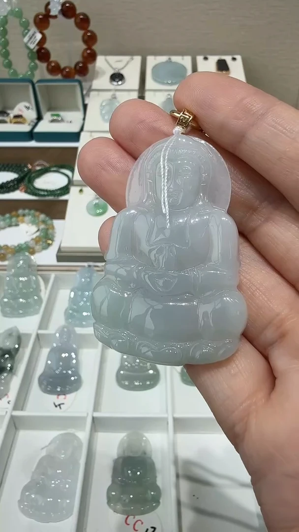 18K金镶嵌挂件翡翠遇****在A货翡翠多样性孤品