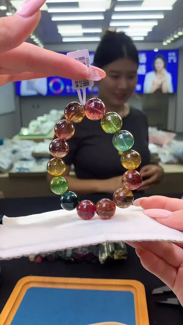 未镶嵌手链碧玺彩虹碧玺单圈15D