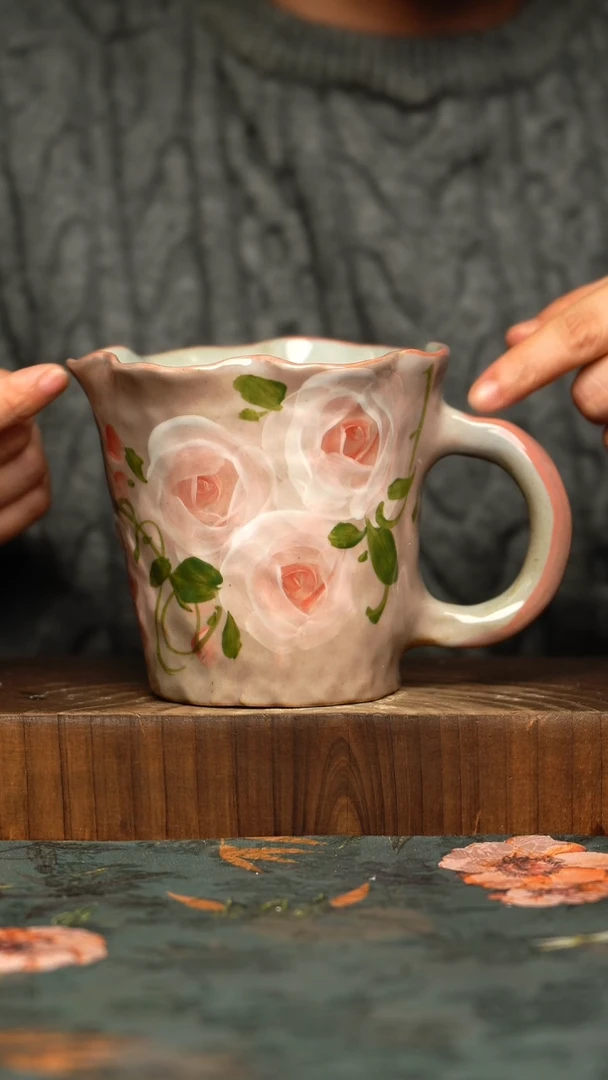 杯釉下彩手工手绘同款陶器